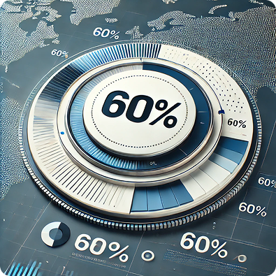 A pie-chart graphic showing 60%