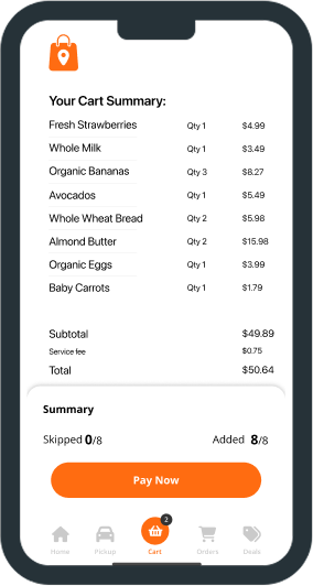 Phone screen showing one-click pay feature
